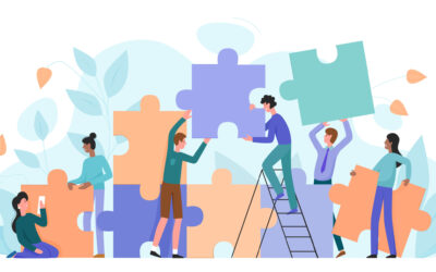 Teamwork, startup character flat vector illustration business concept with giant puzzle Teamwork, startup character flat vector illustration business concept with giant puzzle. Teamwork partnership metaphor. Team building training, project management, group motivation, brainstorming